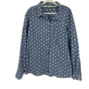 Tommy Hilfiger Long Sleeve Button UP Chambray Blue & Polka Dots XXL